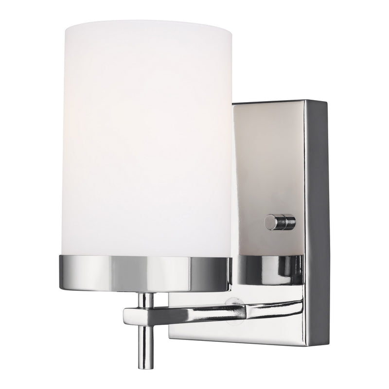 One Light Wall / Bath Sconce<br /><span style="color:#4AB0CE;">Entrega: 4-10 dias en USA</span><br /><span style="color:#4AB0CE;font-size:60%;">PREGUNTE POR ENTREGA EN PANAMA</span><br />Collection: Zire<br />Finish: Chrome