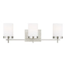 Three Light Wall / Bath<br /><span style="color:#4AB0CE;">Entrega: 4-10 dias en USA</span><br /><span style="color:#4AB0CE;font-size:60%;">PREGUNTE POR ENTREGA EN PANAMA</span><br />Collection: Zire<br />Finish: Brushed Nickel
