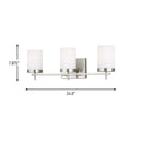 Three Light Wall / Bath<br /><span style="color:#4AB0CE;">Entrega: 4-10 dias en USA</span><br /><span style="color:#4AB0CE;font-size:60%;">PREGUNTE POR ENTREGA EN PANAMA</span><br />Collection: Zire<br />Finish: Brushed Nickel