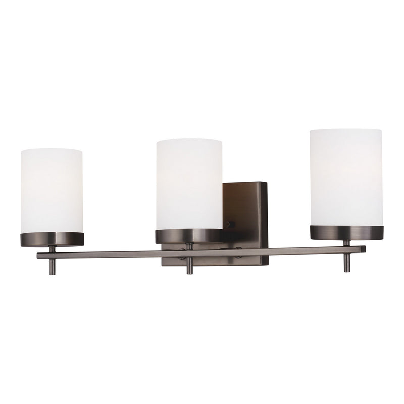 Three Light Wall / Bath<br /><span style="color:#4AB0CE;">Entrega: 4-10 dias en USA</span><br /><span style="color:#4AB0CE;font-size:60%;">PREGUNTE POR ENTREGA EN PANAMA</span><br />Collection: Zire<br />Finish: Brushed Oil Rubbed Bronze