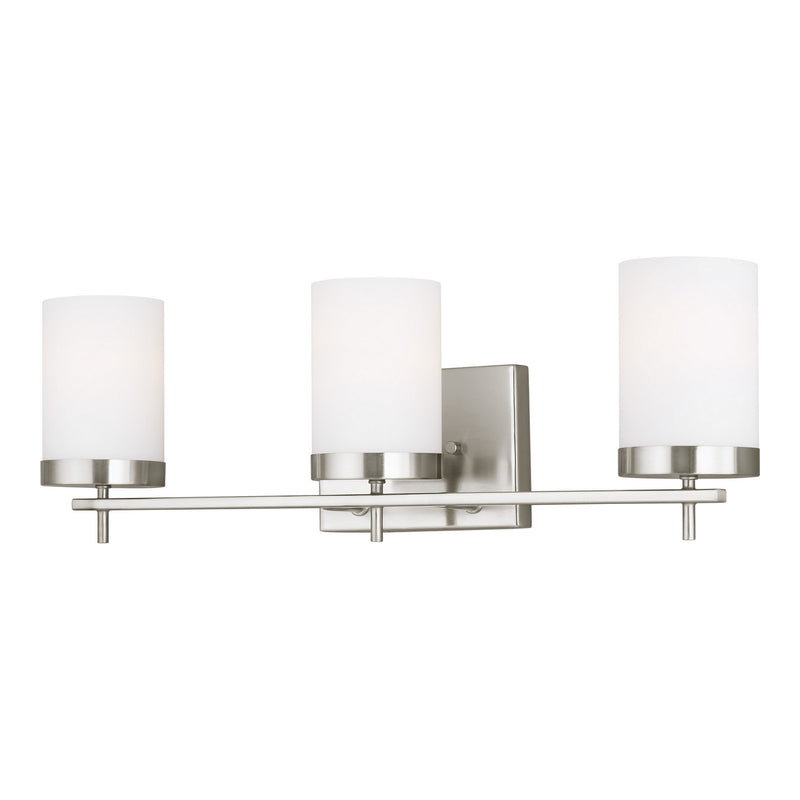 Three Light Wall / Bath<br /><span style="color:#4AB0CE;">Entrega: 8-9 semanas en USA</span><br /><span style="color:#4AB0CE;font-size:60%;">PREGUNTE POR ENTREGA EN PANAMA</span><br />Collection: Zire<br />Finish: Brushed Nickel
