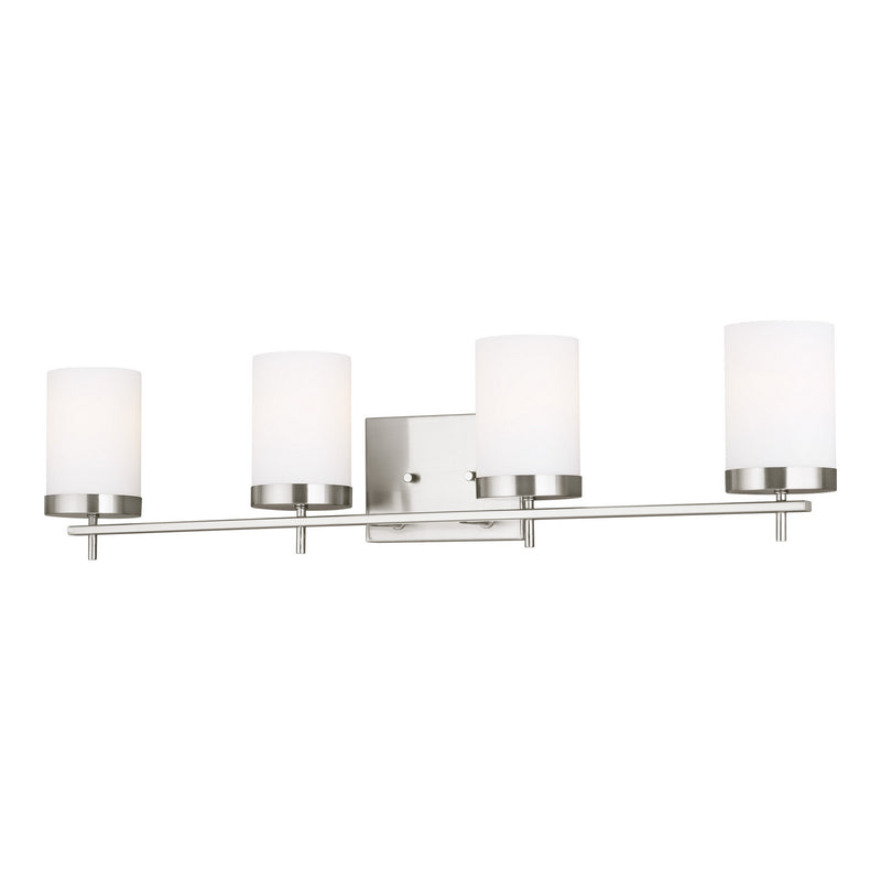 Four Light Wall / Bath<br /><span style="color:#4AB0CE;">Entrega: 4-10 dias en USA</span><br /><span style="color:#4AB0CE;font-size:60%;">PREGUNTE POR ENTREGA EN PANAMA</span><br />Collection: Zire<br />Finish: Brushed Nickel
