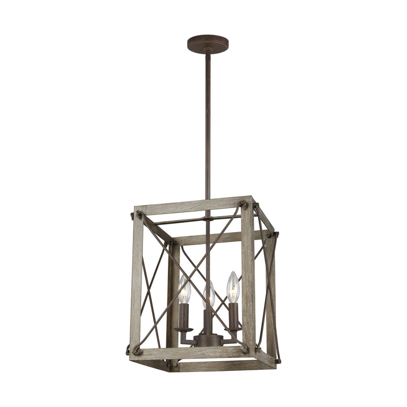 Three Light Hall / Foyer Pendant<br /><span style="color:#4AB0CE;">Entrega: 4-10 dias en USA</span><br /><span style="color:#4AB0CE;font-size:60%;">PREGUNTE POR ENTREGA EN PANAMA</span><br />Collection: Thornwood<br />Finish: Washed Pine