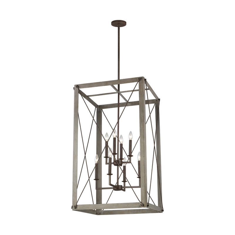 Eight Light Hall / Foyer Pendant<br /><span style="color:#4AB0CE;">Entrega: 4-10 dias en USA</span><br /><span style="color:#4AB0CE;font-size:60%;">PREGUNTE POR ENTREGA EN PANAMA</span><br />Collection: Thornwood<br />Finish: Washed Pine