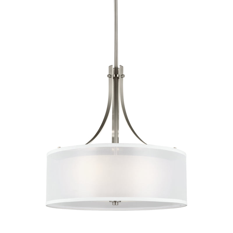 Generation Lighting - 6537303-962 - Three Light Pendant - Elmwood Park - Brushed Nickel