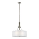 Three Light Pendant<br /><span style="color:#4AB0CE;">Entrega: 4-10 dias en USA</span><br /><span style="color:#4AB0CE;font-size:60%;">PREGUNTE POR ENTREGA EN PANAMA</span><br />Collection: Elmwood Park<br />Finish: Brushed Nickel