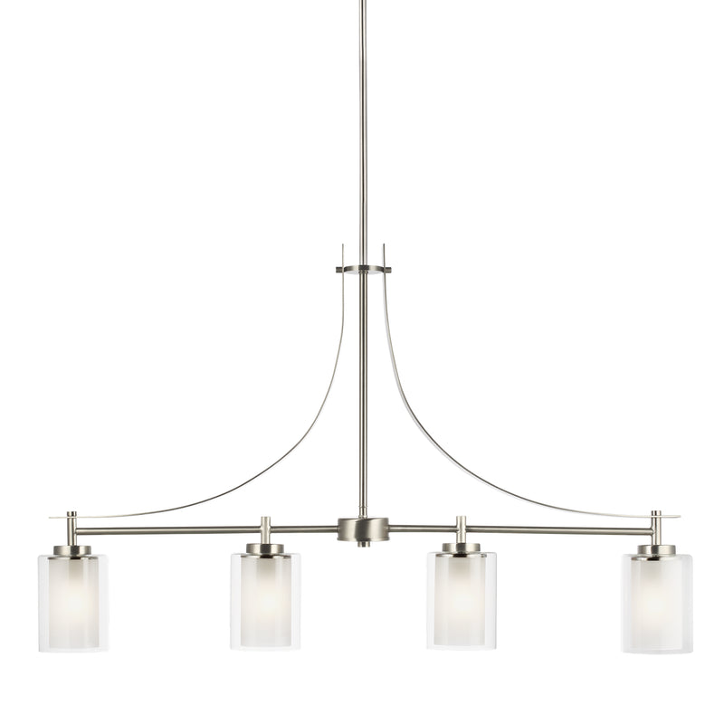 Generation Lighting - 6637304EN3-962 - Four Light Island Pendant - Elmwood Park - Brushed Nickel