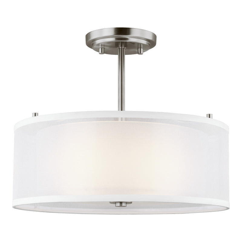 Generation Lighting - 7737302-962 - Two Light Semi-Flush Mount - Elmwood Park - Brushed Nickel