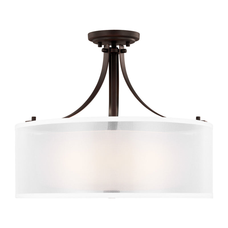 Generation Lighting. - 7737303-710 - Three Light Semi-Flush Mount - Elmwood Park - Bronze