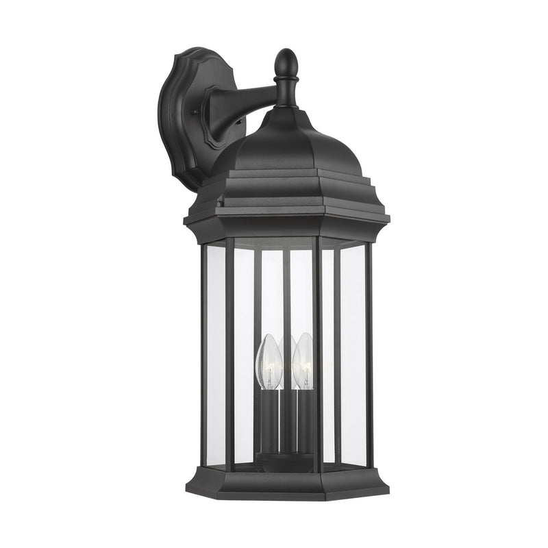 Three Light Outdoor Wall Lantern<br /><span style="color:#4AB0CE;">Entrega: 4-10 dias en USA</span><br /><span style="color:#4AB0CE;font-size:60%;">PREGUNTE POR ENTREGA EN PANAMA</span><br />Collection: Sevier<br />Finish: Black