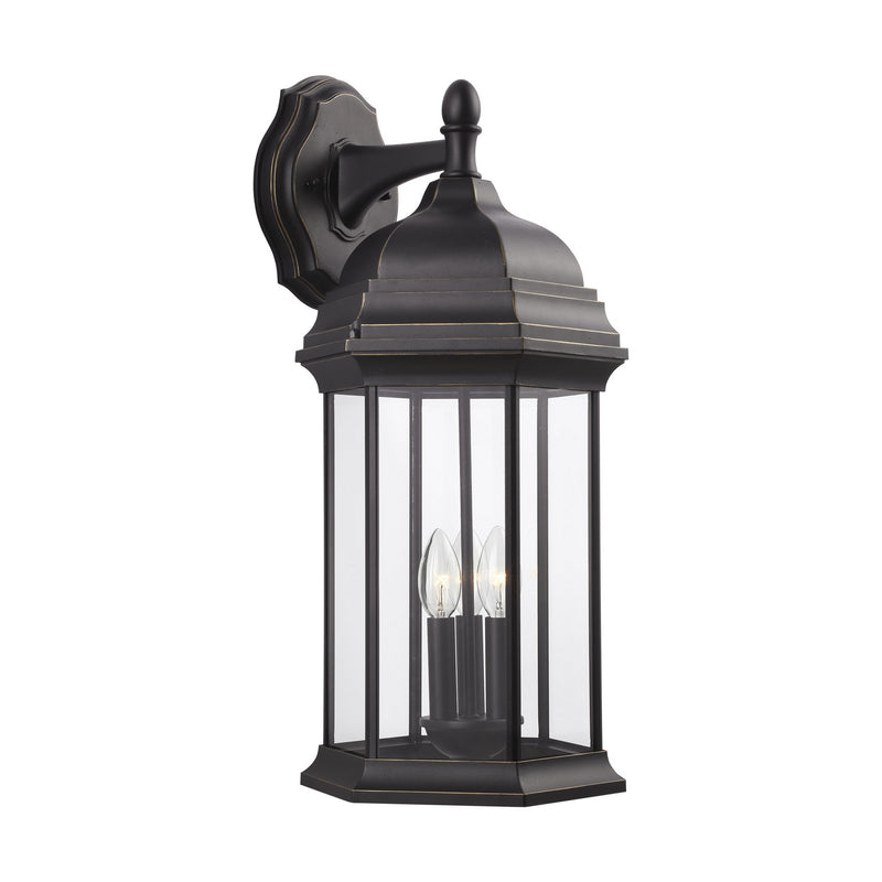 Three Light Outdoor Wall Lantern<br /><span style="color:#4AB0CE;">Entrega: 4-10 dias en USA</span><br /><span style="color:#4AB0CE;font-size:60%;">PREGUNTE POR ENTREGA EN PANAMA</span><br />Collection: Sevier<br />Finish: Antique Bronze