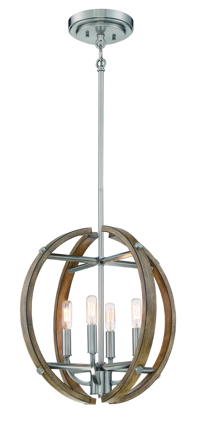 Minka-Lavery - 4012-280 - Four Light Pendant - Country Estates - Sun Faded Wood W/Brushed Nicke