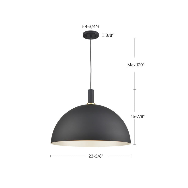 Kuzco Lighting - 492324-BK/GD - One Light Pendant - Archibald - Black With Gold Detail