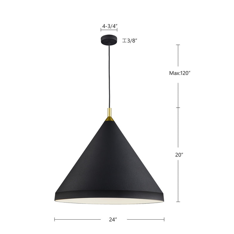 Kuzco Lighting - 492824-BK/GD - One Light Pendant - Dorothy - Black With Gold Detail
