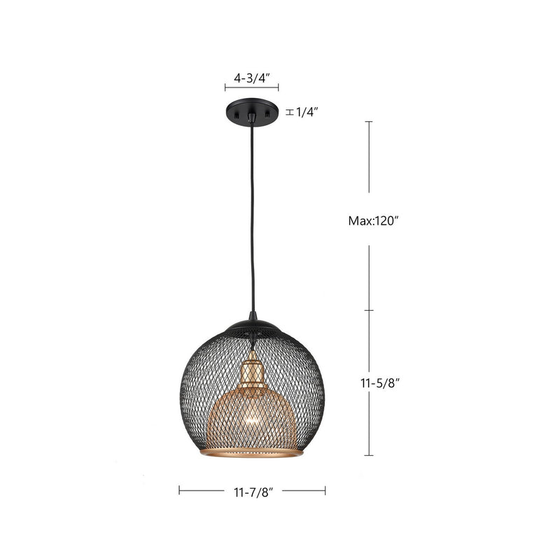One Light Pendant<br /><span style="color:#4AB0CE;">Entrega: 4-10 dias en USA</span><br /><span style="color:#4AB0CE;font-size:60%;">PREGUNTE POR ENTREGA EN PANAMA</span><br />Collection: Gibraltar<br />Finish: Black/Gold