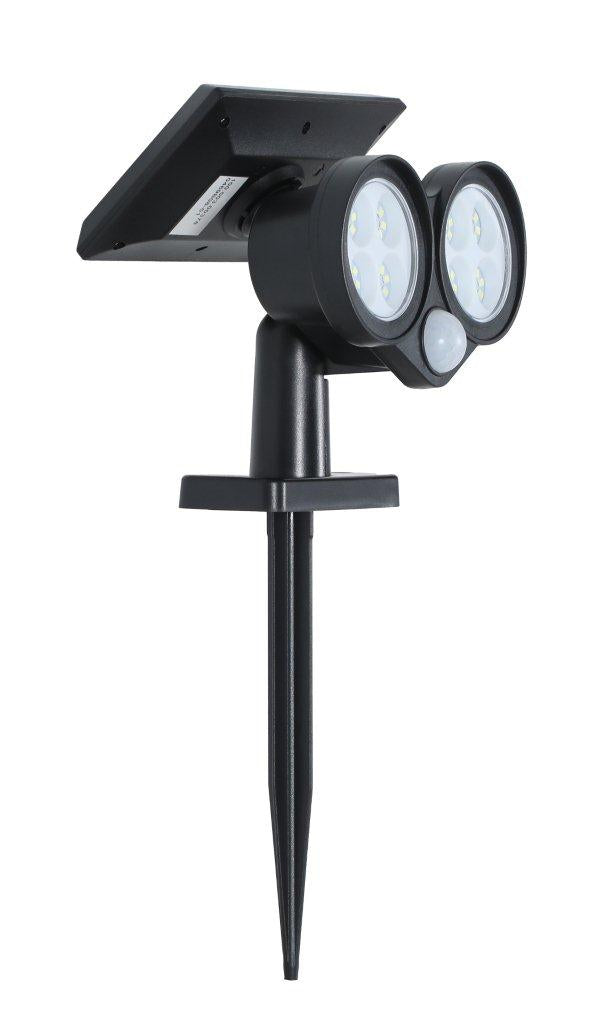 LÁMPARA PISO SOLAR LED C/SENSOR 7W, EMITE 1200LM, TONALIDAD 3000K, GRADO DE PROTECCION IP65.