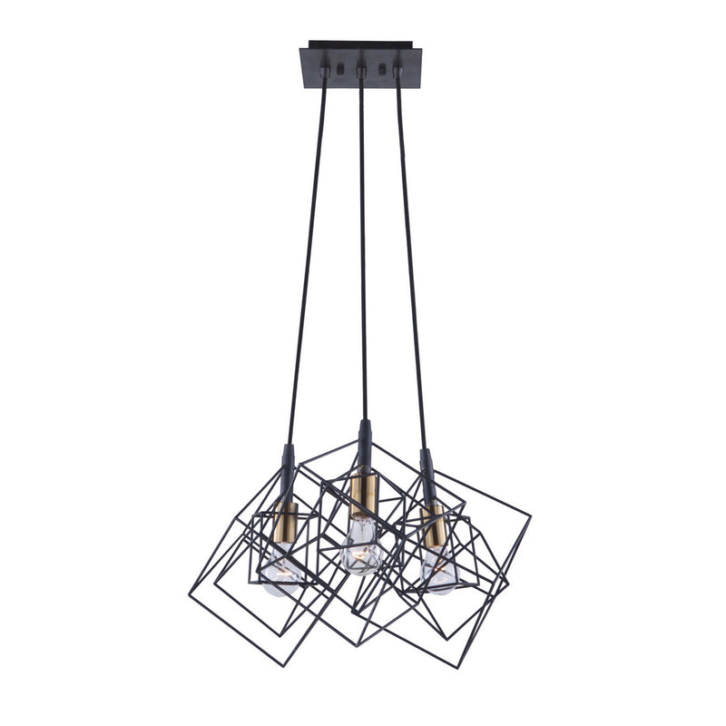 Three Light Chandelier<br /><span style="color:#4AB0CE;">Entrega: 4-10 dias en USA</span><br /><span style="color:#4AB0CE;font-size:60%;">PREGUNTE POR ENTREGA EN PANAMA</span><br />Collection: Artistry<br />Finish: Matte Black & Harvest Brass