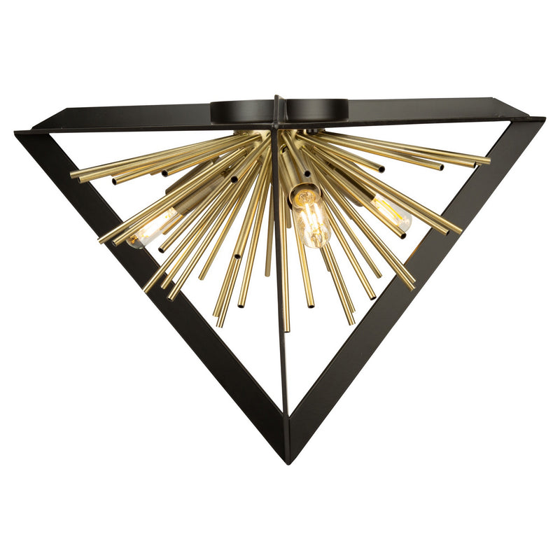 Artcraft Canada - AC11442 - Three Light Flush Mount - Sunburst - Matte Black & Satin Brass