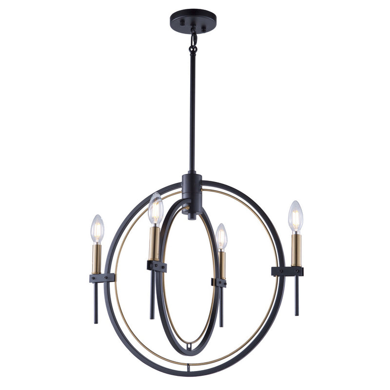 Four Light Chandelier<br /><span style="color:#4AB0CE;">Entrega: 4-10 dias en USA</span><br /><span style="color:#4AB0CE;font-size:60%;">PREGUNTE POR ENTREGA EN PANAMA</span><br />Collection: Anglesey<br />Finish: Matte Black & Harvest Brass