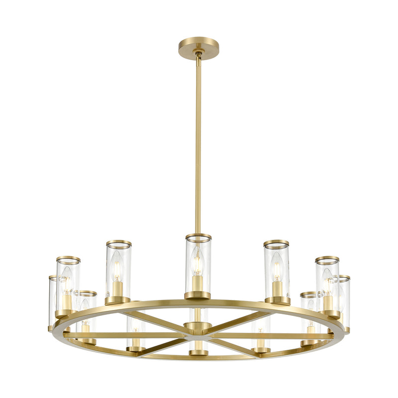 12 Light Chandelier<br /><span style="color:#4AB0CE;">Entrega: 4-10 dias en USA</span><br /><span style="color:#4AB0CE;font-size:60%;">PREGUNTE POR ENTREGA EN PANAMA</span><br />Collection: Revolve<br />Finish: Clear Glass/Natural Brass