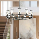 12 Light Chandelier<br /><span style="color:#4AB0CE;">Entrega: 4-10 dias en USA</span><br /><span style="color:#4AB0CE;font-size:60%;">PREGUNTE POR ENTREGA EN PANAMA</span><br />Collection: Revolve<br />Finish: Urban Bronze/Clear Glass