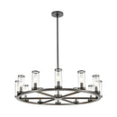 12 Light Chandelier<br /><span style="color:#4AB0CE;">Entrega: 4-10 dias en USA</span><br /><span style="color:#4AB0CE;font-size:60%;">PREGUNTE POR ENTREGA EN PANAMA</span><br />Collection: Revolve<br />Finish: Urban Bronze/Clear Glass