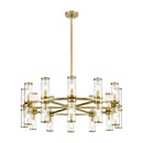 24 Light Chandelier<br /><span style="color:#4AB0CE;">Entrega: 4-10 dias en USA</span><br /><span style="color:#4AB0CE;font-size:60%;">PREGUNTE POR ENTREGA EN PANAMA</span><br />Collection: Revolve<br />Finish: Clear Glass/Natural Brass