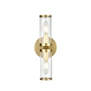 Two Light Wall Sconce<br /><span style="color:#4AB0CE;">Entrega: 4-10 dias en USA</span><br /><span style="color:#4AB0CE;font-size:60%;">PREGUNTE POR ENTREGA EN PANAMA</span><br />Collection: Revolve<br />Finish: Clear Glass/Natural Brass
