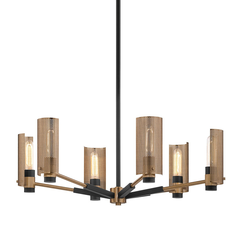 Six Light Chandelier<br /><span style="color:#4AB0CE;">Entrega: 4-10 dias en USA</span><br /><span style="color:#4AB0CE;font-size:60%;">PREGUNTE POR ENTREGA EN PANAMA</span><br />Collection: Pilsen<br />Finish: Soft Off Black