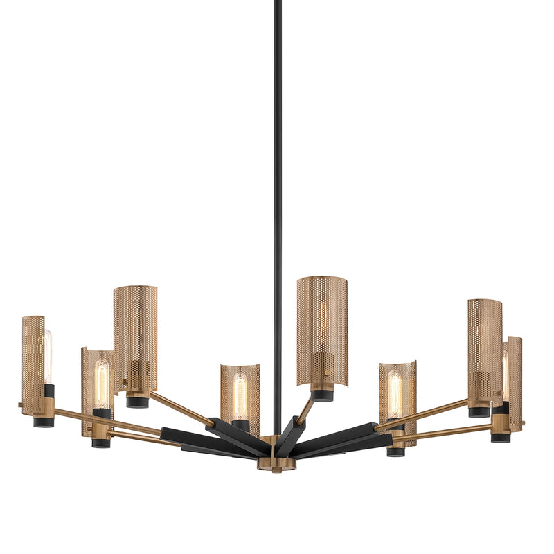 Eight Light Chandelier<br /><span style="color:#4AB0CE;">Entrega: 4-10 dias en USA</span><br /><span style="color:#4AB0CE;font-size:60%;">PREGUNTE POR ENTREGA EN PANAMA</span><br />Collection: Pilsen<br />Finish: Soft Off Black/Patina Brass