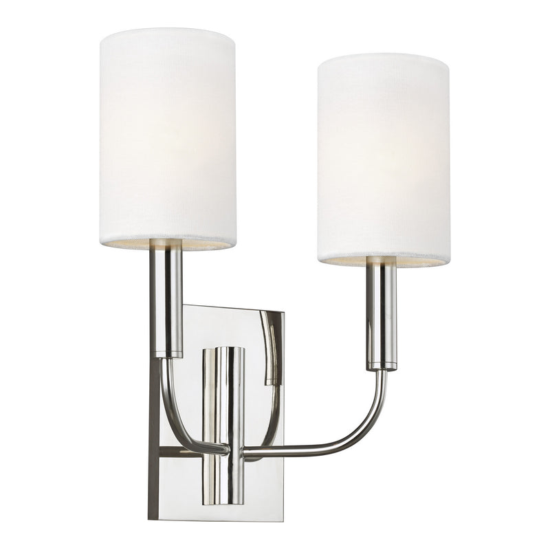 Two Light Wall Sconce<br /><span style="color:#4AB0CE;">Entrega: 4-10 dias en USA</span><br /><span style="color:#4AB0CE;font-size:60%;">PREGUNTE POR ENTREGA EN PANAMA</span><br />Collection: Brianna<br />Finish: Polished Nickel