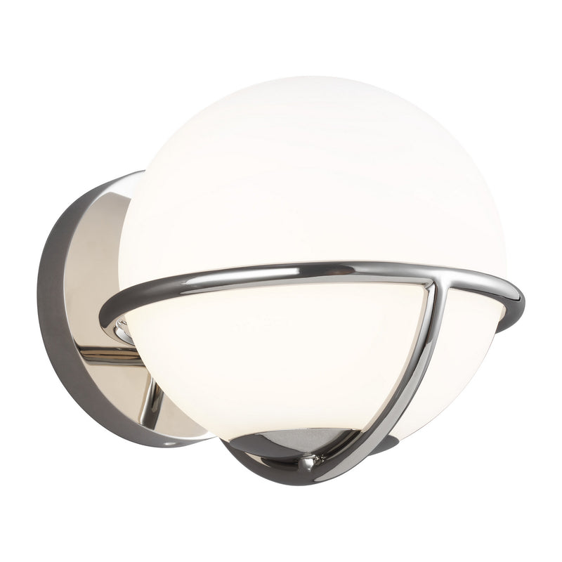 One Light Wall Sconce<br /><span style="color:#4AB0CE;">Entrega: 4-10 dias en USA</span><br /><span style="color:#4AB0CE;font-size:60%;">PREGUNTE POR ENTREGA EN PANAMA</span><br />Collection: Apollo<br />Finish: Polished Nickel
