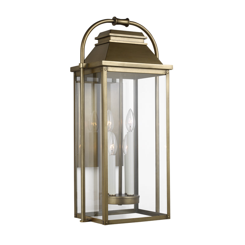 Four Light Lantern<br /><span style="color:#4AB0CE;">Entrega: 4-10 dias en USA</span><br /><span style="color:#4AB0CE;font-size:60%;">PREGUNTE POR ENTREGA EN PANAMA</span><br />Collection: Wellsworth<br />Finish: Painted Distressed Brass