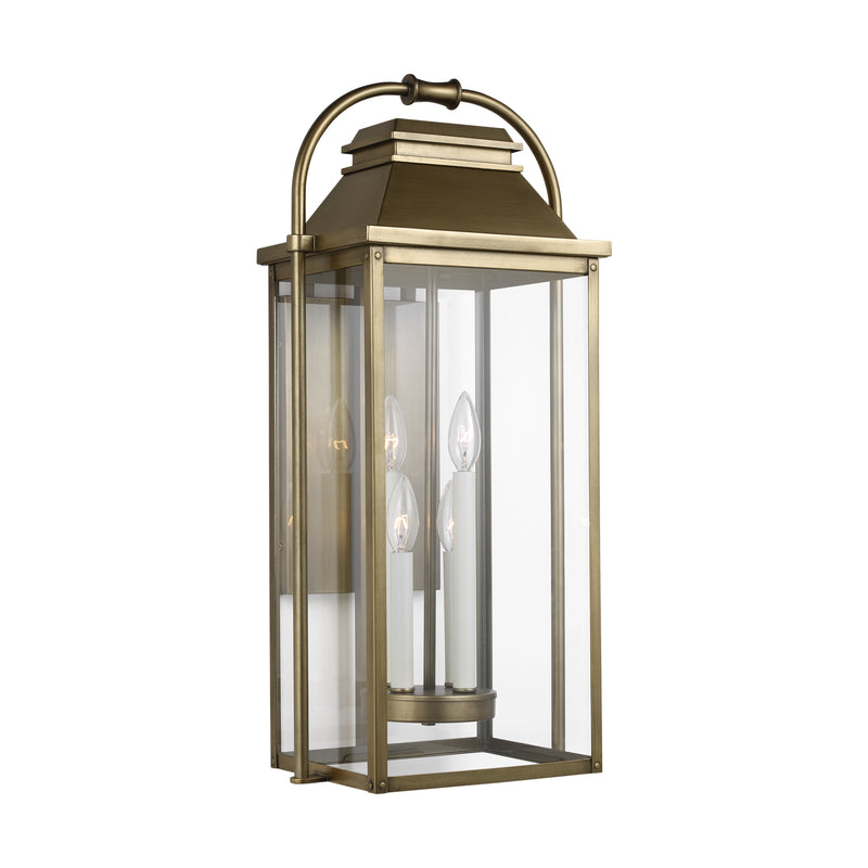 Four Light Lantern<br /><span style="color:#4AB0CE;">Entrega: 4-10 dias en USA</span><br /><span style="color:#4AB0CE;font-size:60%;">PREGUNTE POR ENTREGA EN PANAMA</span><br />Collection: Wellsworth<br />Finish: Painted Distressed Brass