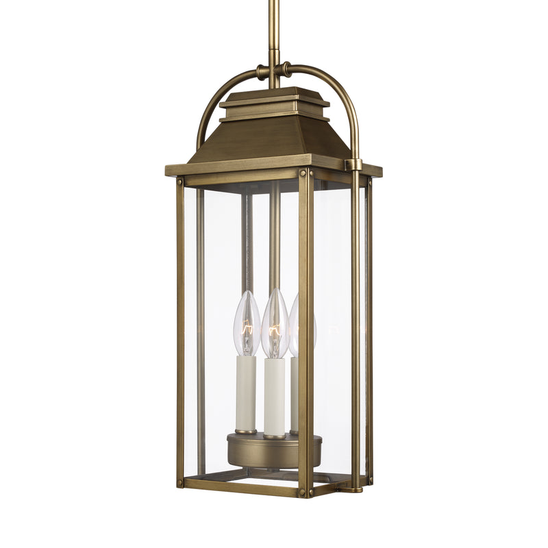 Three Light Pendant<br /><span style="color:#4AB0CE;">Entrega: 4-10 dias en USA</span><br /><span style="color:#4AB0CE;font-size:60%;">PREGUNTE POR ENTREGA EN PANAMA</span><br />Collection: Wellsworth<br />Finish: Painted Distressed Brass
