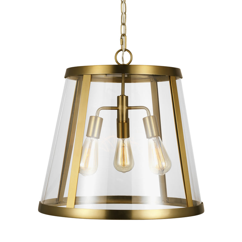 Three Light Pendant<br /><span style="color:#4AB0CE;">Entrega: 4-10 dias en USA</span><br /><span style="color:#4AB0CE;font-size:60%;">PREGUNTE POR ENTREGA EN PANAMA</span><br />Collection: Harrow<br />Finish: Burnished Brass