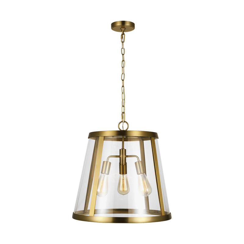 Three Light Pendant<br /><span style="color:#4AB0CE;">Entrega: 4-10 dias en USA</span><br /><span style="color:#4AB0CE;font-size:60%;">PREGUNTE POR ENTREGA EN PANAMA</span><br />Collection: Harrow<br />Finish: Burnished Brass