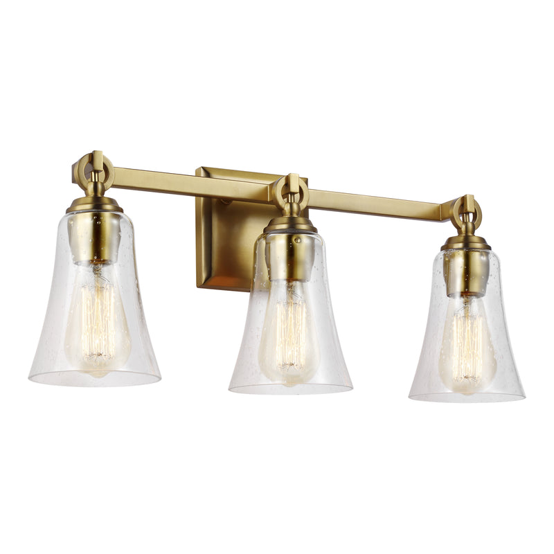 Three Light Vanity<br /><span style="color:#4AB0CE;">Entrega: 4-10 dias en USA</span><br /><span style="color:#4AB0CE;font-size:60%;">PREGUNTE POR ENTREGA EN PANAMA</span><br />Collection: Monterro<br />Finish: Burnished Brass