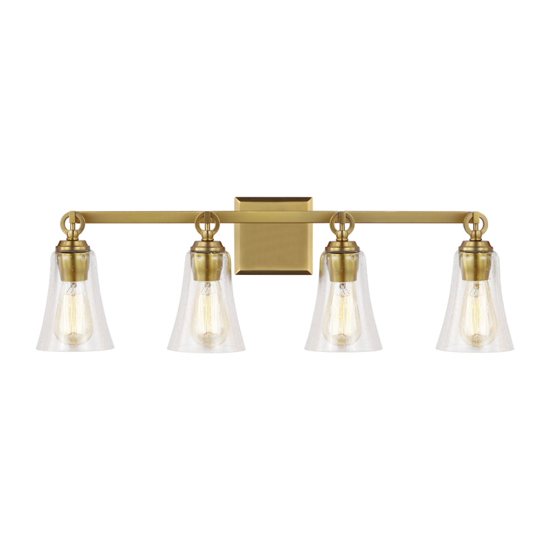 Four Light Vanity<br /><span style="color:#4AB0CE;">Entrega: 4-10 dias en USA</span><br /><span style="color:#4AB0CE;font-size:60%;">PREGUNTE POR ENTREGA EN PANAMA</span><br />Collection: Monterro<br />Finish: Burnished Brass
