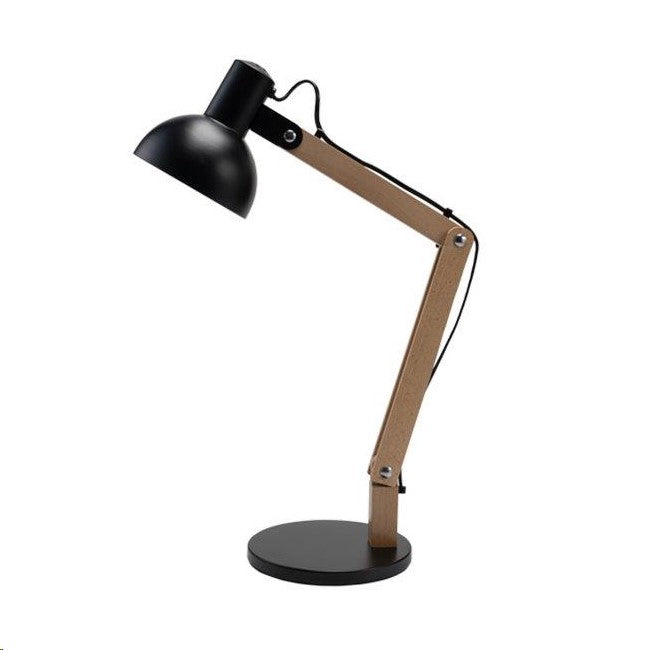 LÁMPARA DECORATIVA DE ESCRITORIO 1XE27-11W, IP20, 100-240V, 50-60HZ, ACABADO NEGRO-MADERA.