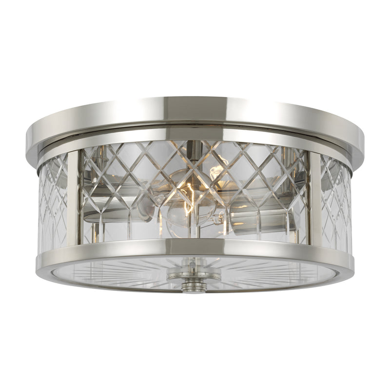 Two Light Flush Mount<br /><span style="color:#4AB0CE;">Entrega: 4-10 dias en USA</span><br /><span style="color:#4AB0CE;font-size:60%;">PREGUNTE POR ENTREGA EN PANAMA</span><br />Collection: Alec<br />Finish: Polished Nickel