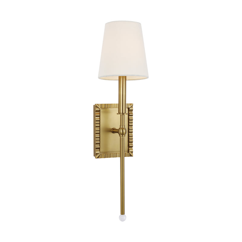 One Light Wall Sconce<br /><span style="color:#4AB0CE;">Entrega: 4-10 dias en USA</span><br /><span style="color:#4AB0CE;font-size:60%;">PREGUNTE POR ENTREGA EN PANAMA</span><br />Collection: Baxley<br />Finish: Burnished Brass