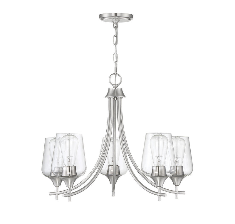 Five Light Chandelier<br /><span style="color:#4AB0CE;">Entrega: 4-10 dias en USA</span><br /><span style="color:#4AB0CE;font-size:60%;">PREGUNTE POR ENTREGA EN PANAMA</span><br />Collection: Octave<br />Finish: Satin Nickel