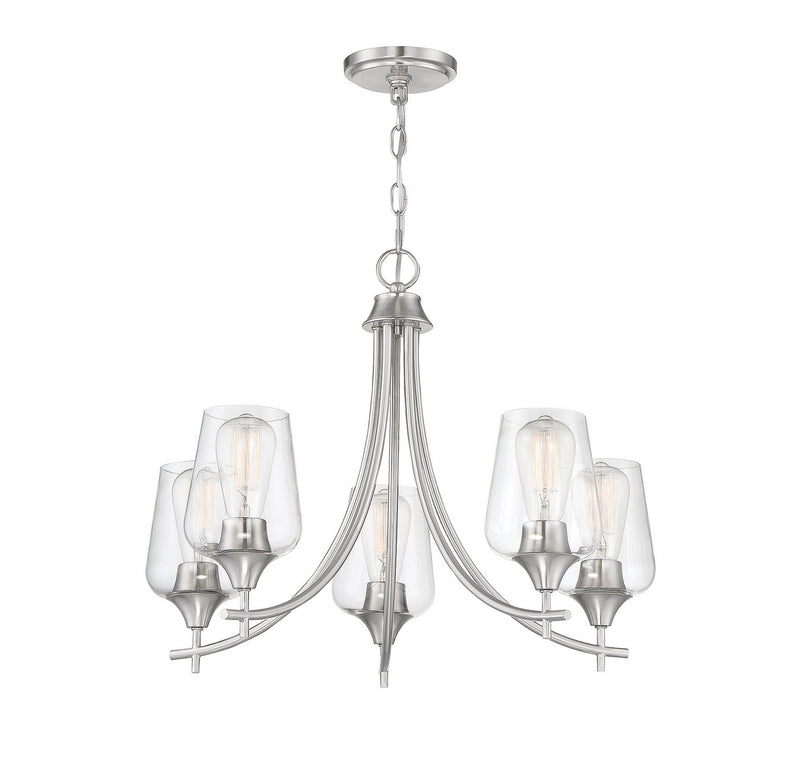 Five Light Chandelier<br /><span style="color:#4AB0CE;">Entrega: 4-10 dias en USA</span><br /><span style="color:#4AB0CE;font-size:60%;">PREGUNTE POR ENTREGA EN PANAMA</span><br />Collection: Octave<br />Finish: Satin Nickel