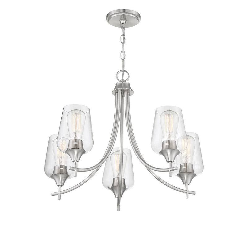 Five Light Chandelier<br /><span style="color:#4AB0CE;">Entrega: 4-10 dias en USA</span><br /><span style="color:#4AB0CE;font-size:60%;">PREGUNTE POR ENTREGA EN PANAMA</span><br />Collection: Octave<br />Finish: Satin Nickel