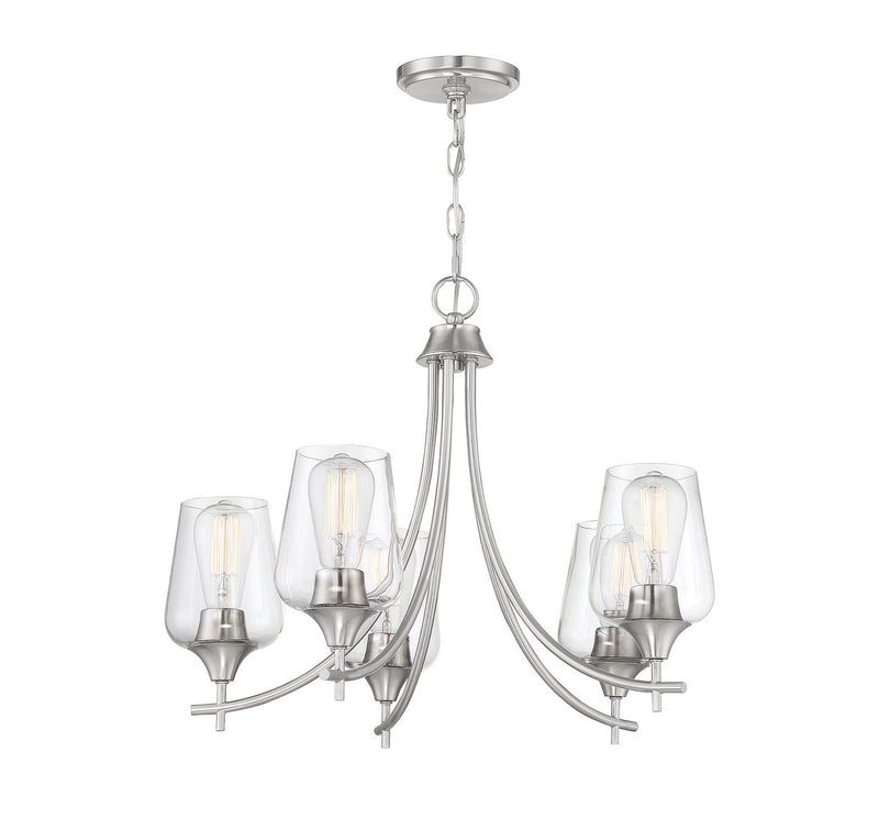 Five Light Chandelier<br /><span style="color:#4AB0CE;">Entrega: 4-10 dias en USA</span><br /><span style="color:#4AB0CE;font-size:60%;">PREGUNTE POR ENTREGA EN PANAMA</span><br />Collection: Octave<br />Finish: Satin Nickel