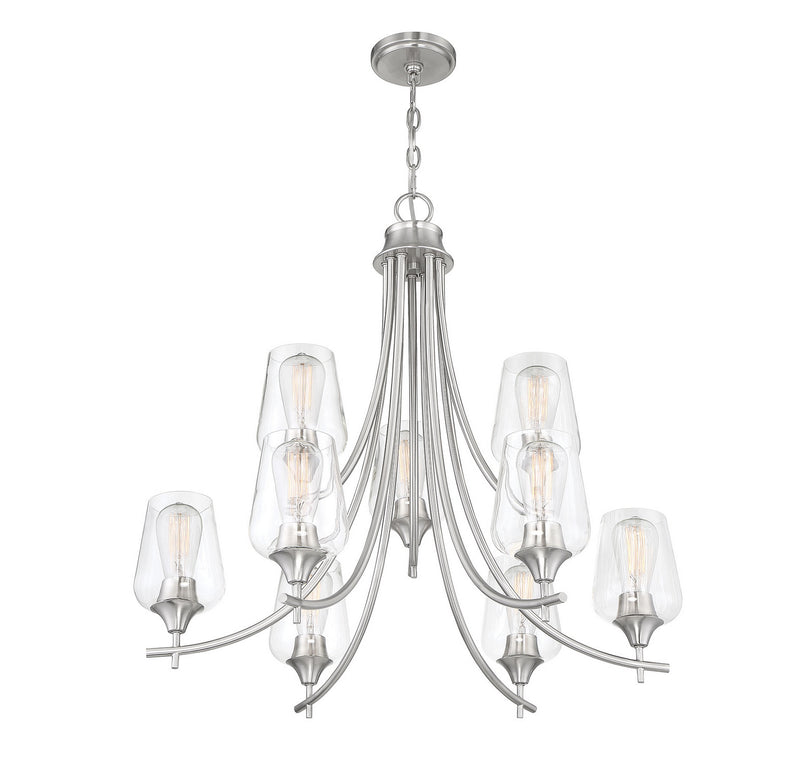 Nine Light Chandelier<br /><span style="color:#4AB0CE;">Entrega: 4-10 dias en USA</span><br /><span style="color:#4AB0CE;font-size:60%;">PREGUNTE POR ENTREGA EN PANAMA</span><br />Collection: Octave<br />Finish: Satin Nickel