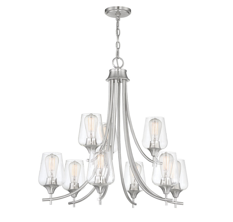 Nine Light Chandelier<br /><span style="color:#4AB0CE;">Entrega: 4-10 dias en USA</span><br /><span style="color:#4AB0CE;font-size:60%;">PREGUNTE POR ENTREGA EN PANAMA</span><br />Collection: Octave<br />Finish: Satin Nickel