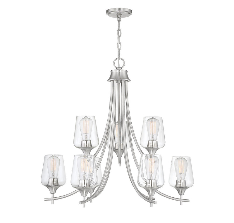 Nine Light Chandelier<br /><span style="color:#4AB0CE;">Entrega: 4-10 dias en USA</span><br /><span style="color:#4AB0CE;font-size:60%;">PREGUNTE POR ENTREGA EN PANAMA</span><br />Collection: Octave<br />Finish: Satin Nickel