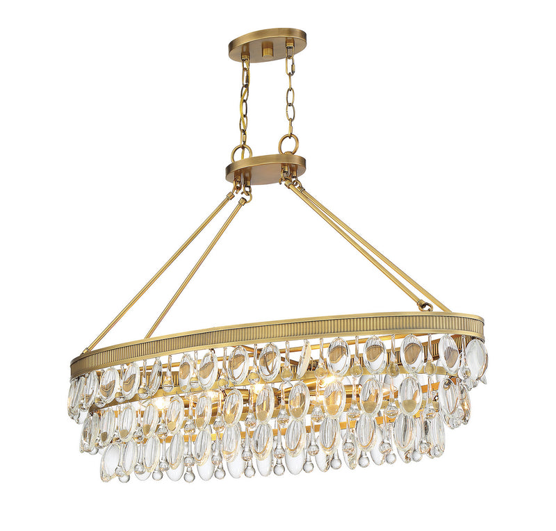 Eight Light Linear Chandelier<br /><span style="color:#4AB0CE;">Entrega: 4-10 dias en USA</span><br /><span style="color:#4AB0CE;font-size:60%;">PREGUNTE POR ENTREGA EN PANAMA</span><br />Collection: Windham<br />Finish: Warm Brass